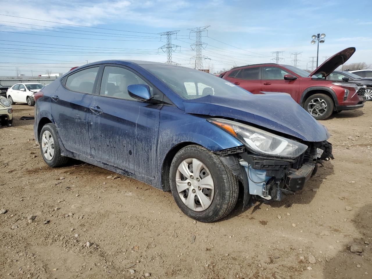 2016 Hyundai Elantra VIN 5NPDH4AE0GH673931 Copart auction photo, front end / side damage thumbnail 4