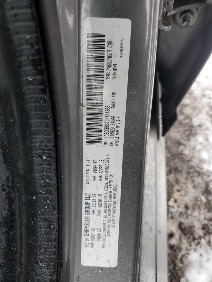 2012 Chrysler 200 VIN 1C3CCBBG2CN164369 Copart auction photo, rear end / minor dent/scratches damage thumbnail 12