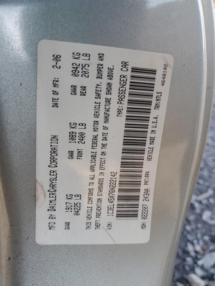 2006 Chrysler Sebring VIN 1C3EL45X76N222142 Copart auction photo, front end / minor dent/scratches damage thumbnail 13