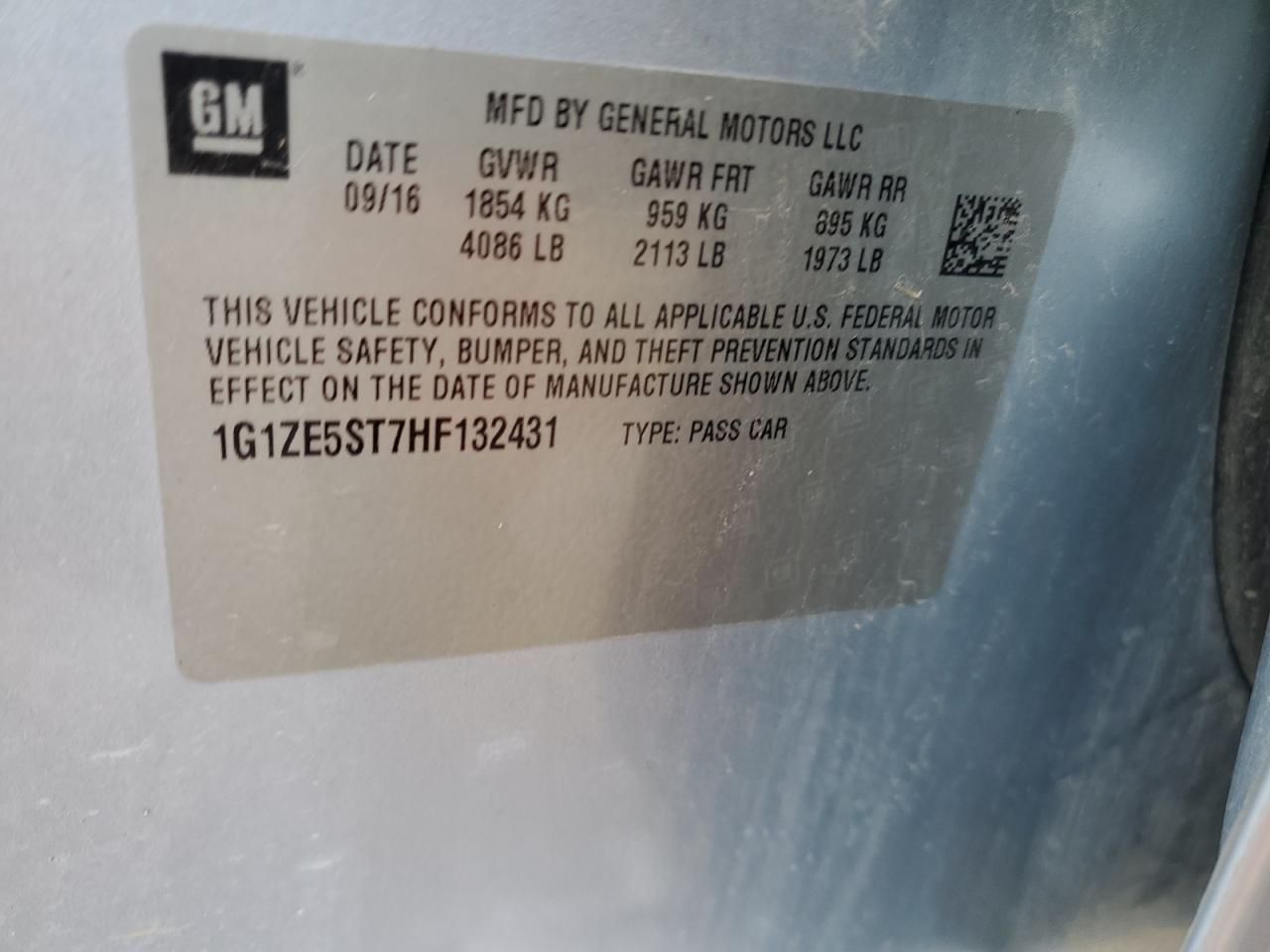 2017 Chevrolet Malibu VIN 1G1ZE5ST7HF132431 Copart auction photo, front end damage thumbnail 12