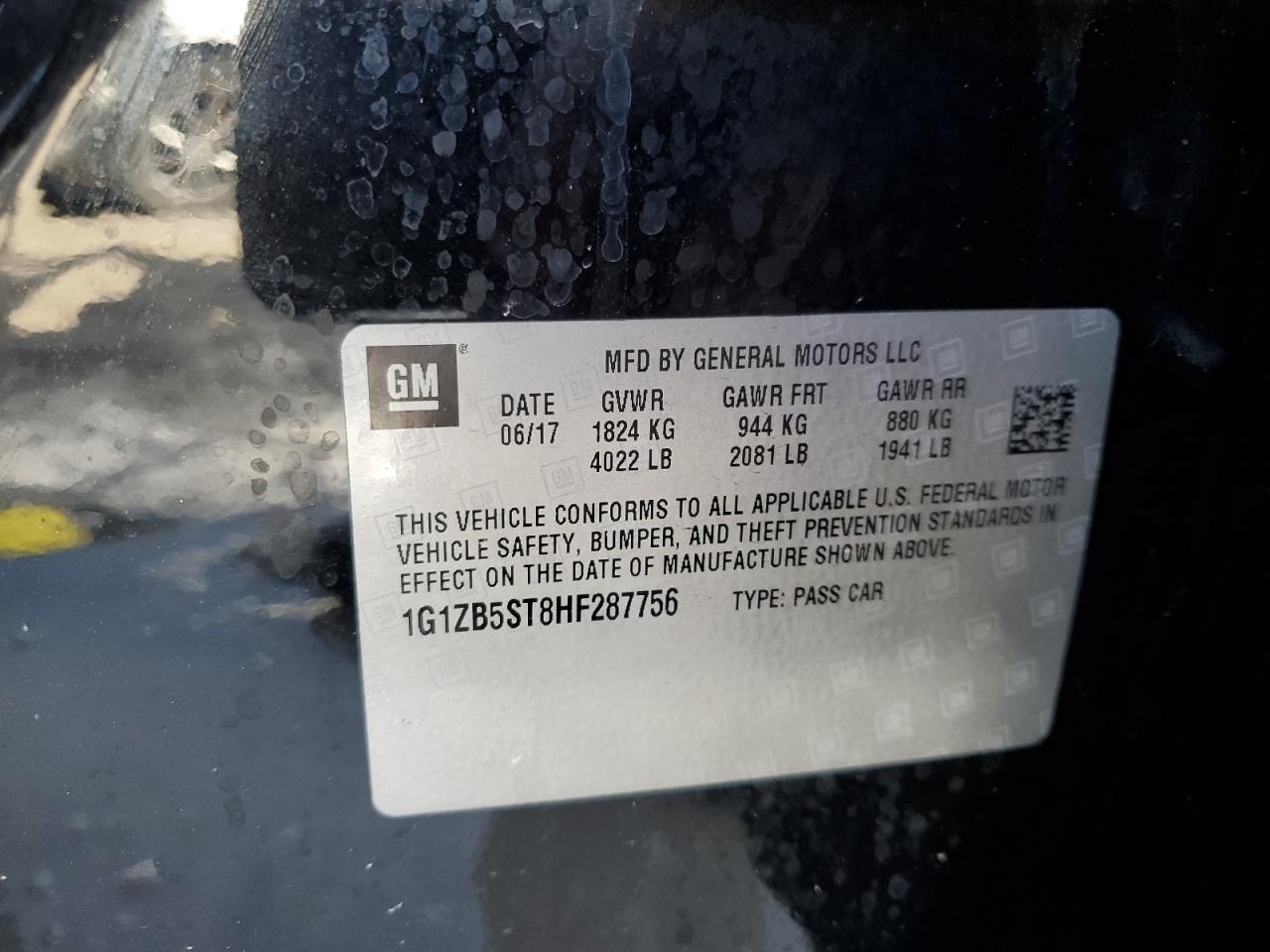 2017 Chevrolet Malibu VIN 1G1ZB5ST8HF287756 Copart auction photo, front end / rear end damage thumbnail 12