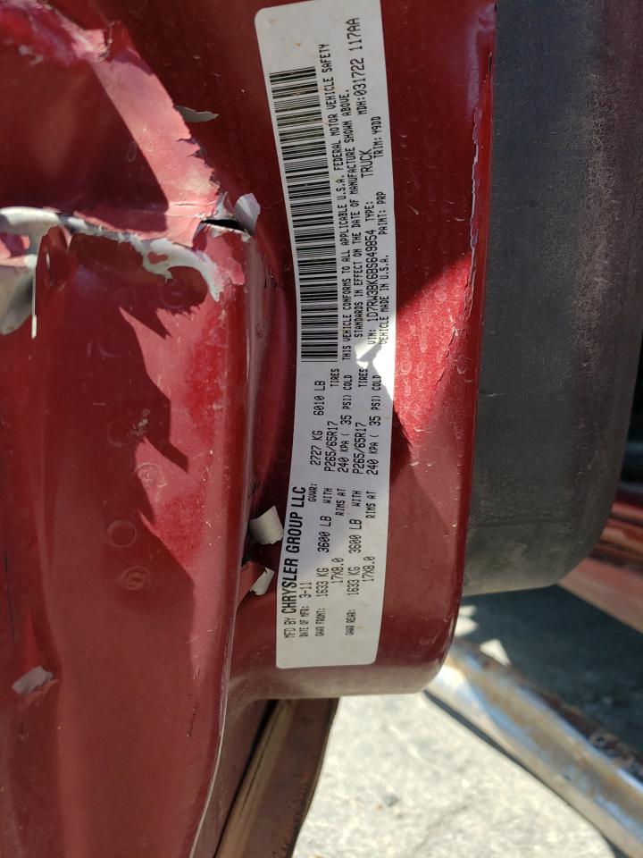 2011 Dodge Dakota VIN 1D7RW3BK6BS649854 Copart auction photo, side / hail damage thumbnail 12