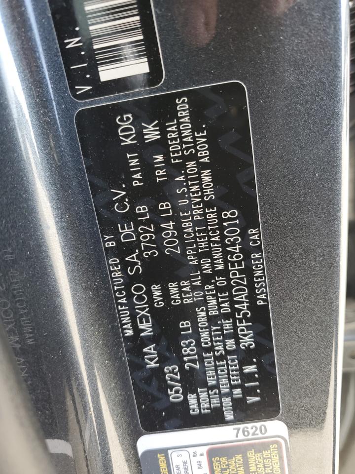 2023 KIA Forte VIN 3KPF54AD2PE643018 Copart auction photo, rear end damage thumbnail 12
