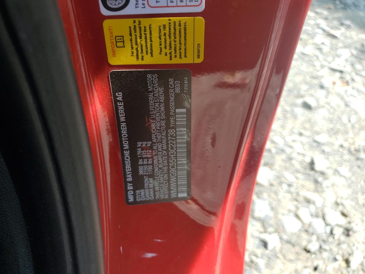 2017 MINI Hard top VIN WMWWG9C55H3C22738 Copart auction photo, all over damage thumbnail 12