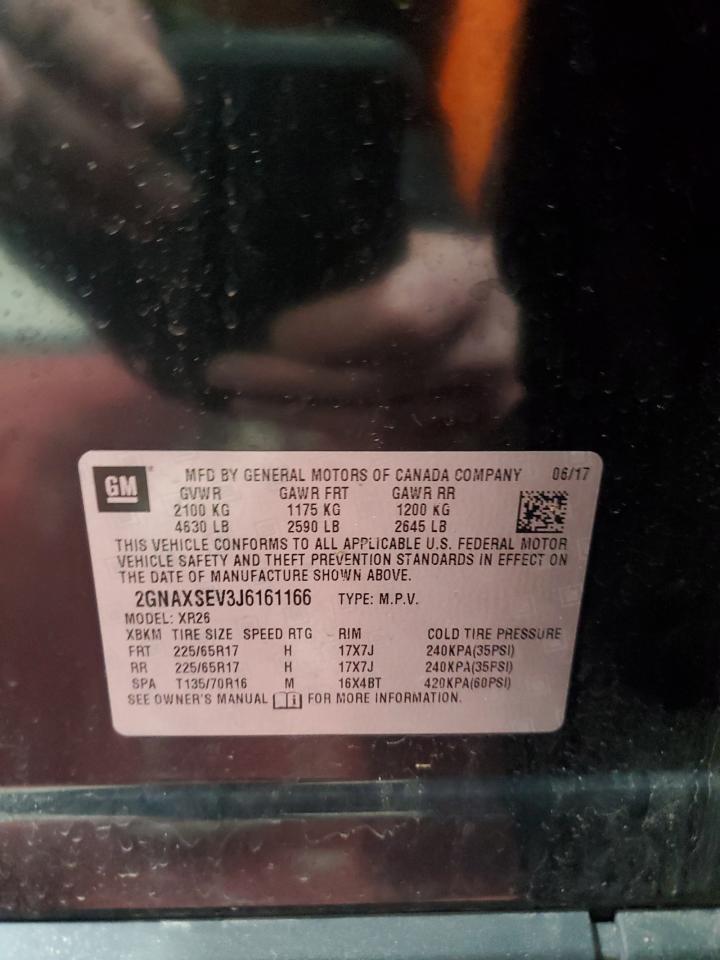 2018 Chevrolet Equinox VIN 2GNAXSEV3J6161166 Copart auction photo, front end damage thumbnail 16