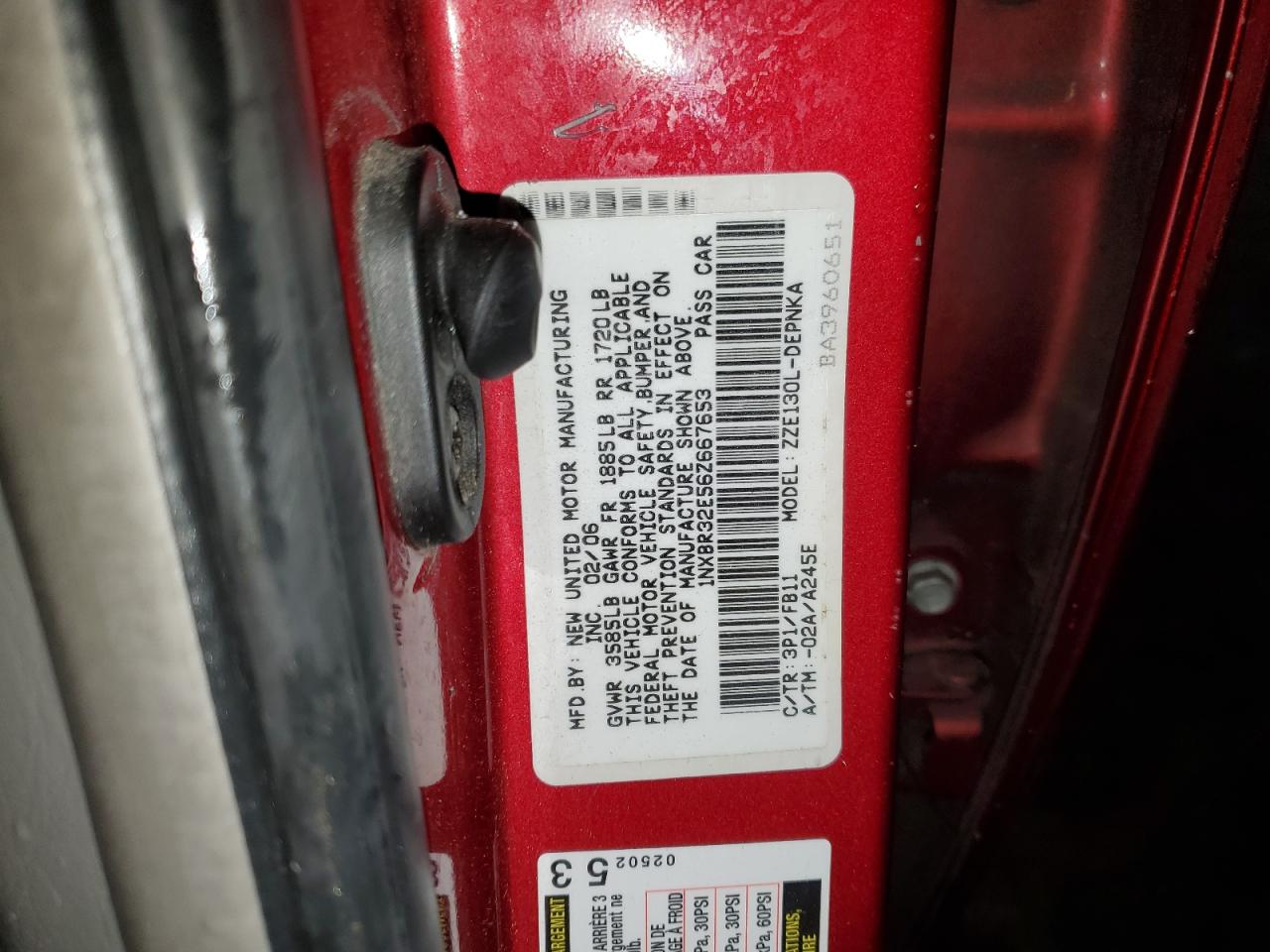 2006 Toyota Corolla VIN 1NXBR32E56Z667653 Copart auction photo, front end damage thumbnail 12