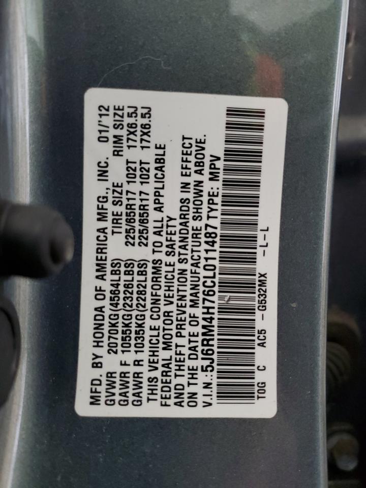 2012 Honda CR-V VIN 5J6RM4H76CL011487 Copart auction photo, undercarriage / minor dent/scratches damage thumbnail 13