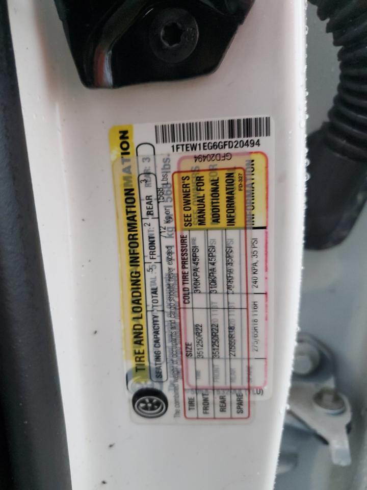 2016 Ford F-150 VIN 1FTEW1EG6GFD20494 Copart auction photo, burn damage thumbnail 12