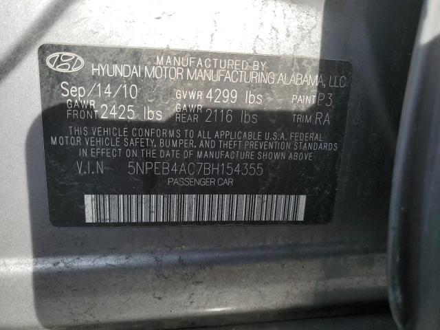 2011 Hyundai Sonata VIN 5NPEB4AC7BH154355 Copart auction photo, vandalism / side damage thumbnail 13