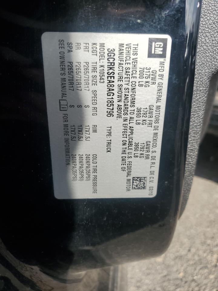 2010 Chevrolet Silverado VIN 3GCRKSEA8AG185796 Copart auction photo, front end damage thumbnail 12