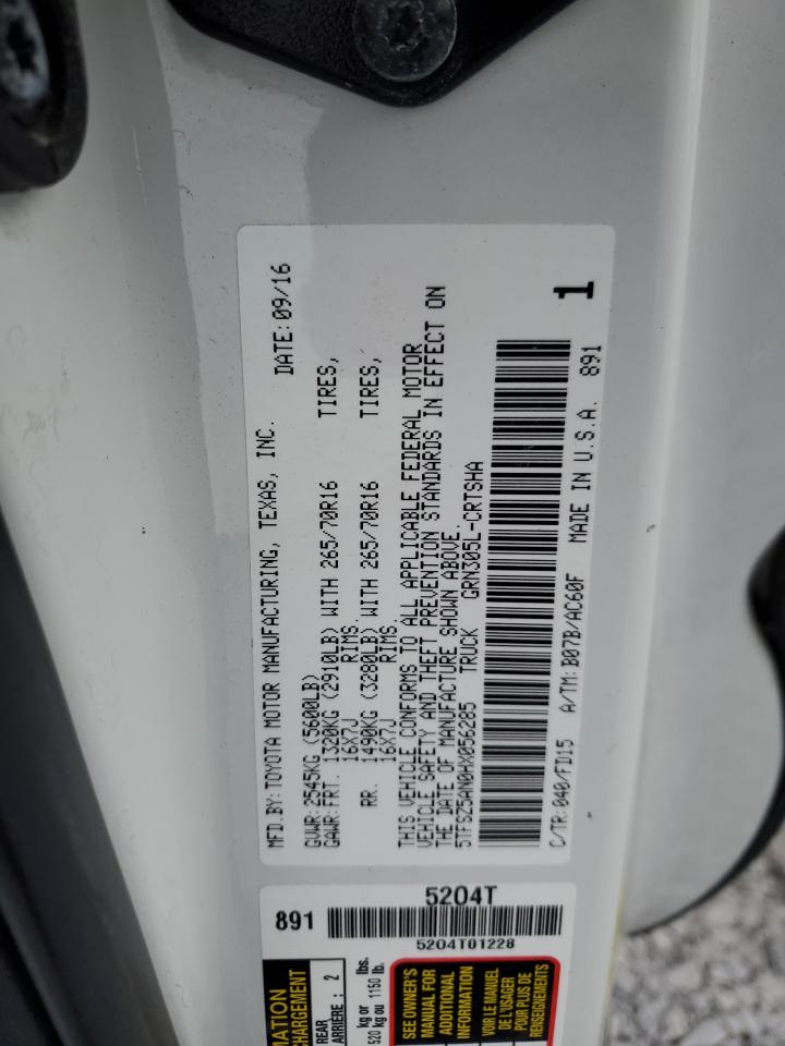 2017 Toyota Tacoma VIN 5TFSZ5AN0HX056285 Copart auction photo, all over damage thumbnail 12