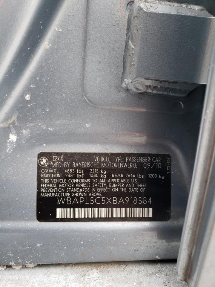 2011 BMW 3er VIN WBAPL5C5XBA918584 Copart auction photo, rear end damage thumbnail 12