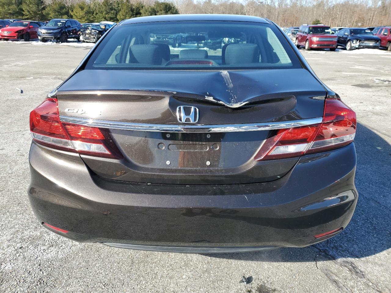 2014 Honda Civic VIN 2HGFB2F54EH533752 Copart auction photo, front end / top/roof damage thumbnail 6