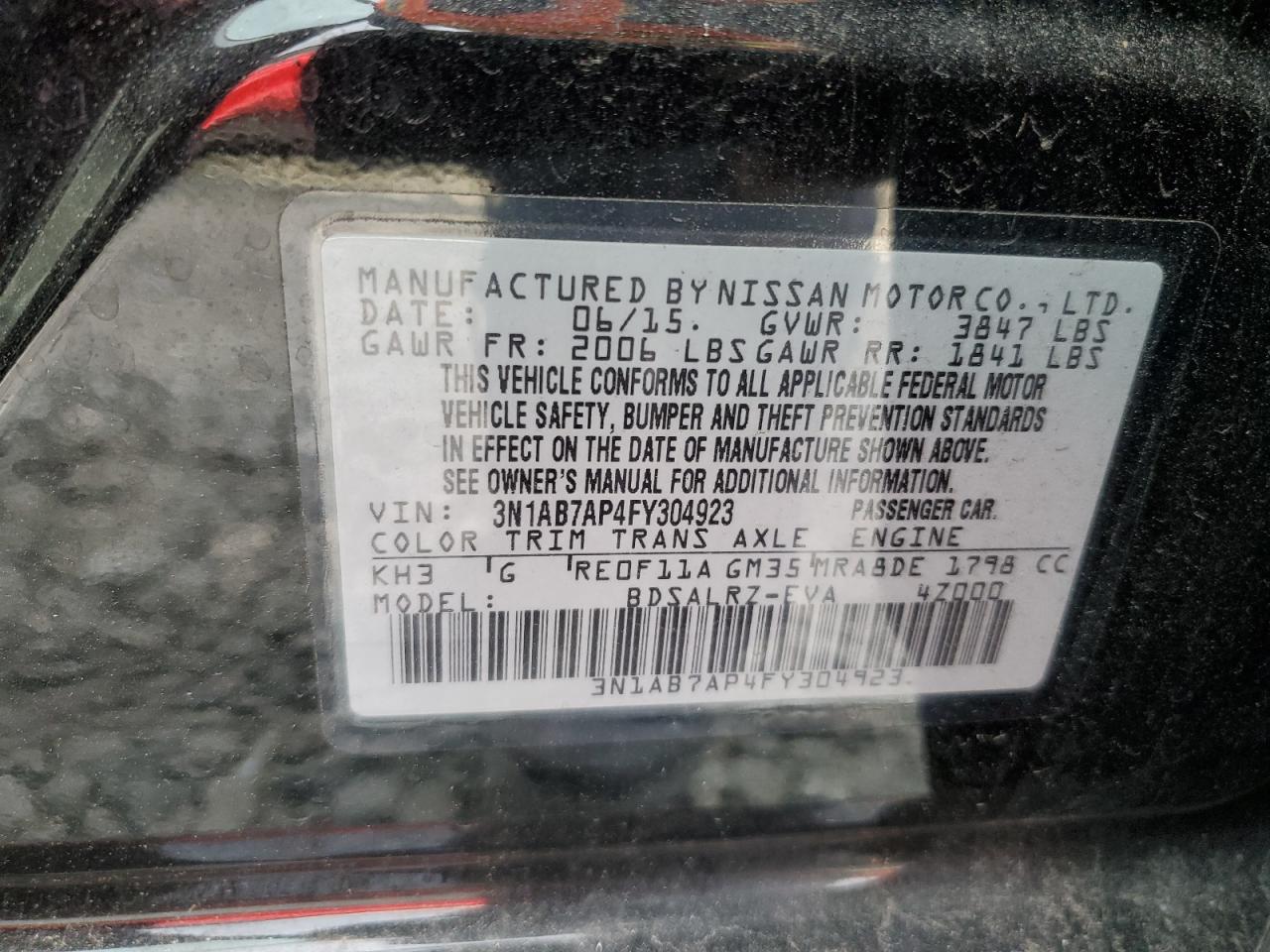 2015 Nissan Sentra VIN 3N1AB7AP4FY304923 Copart auction photo, minor dent/scratches damage thumbnail 12