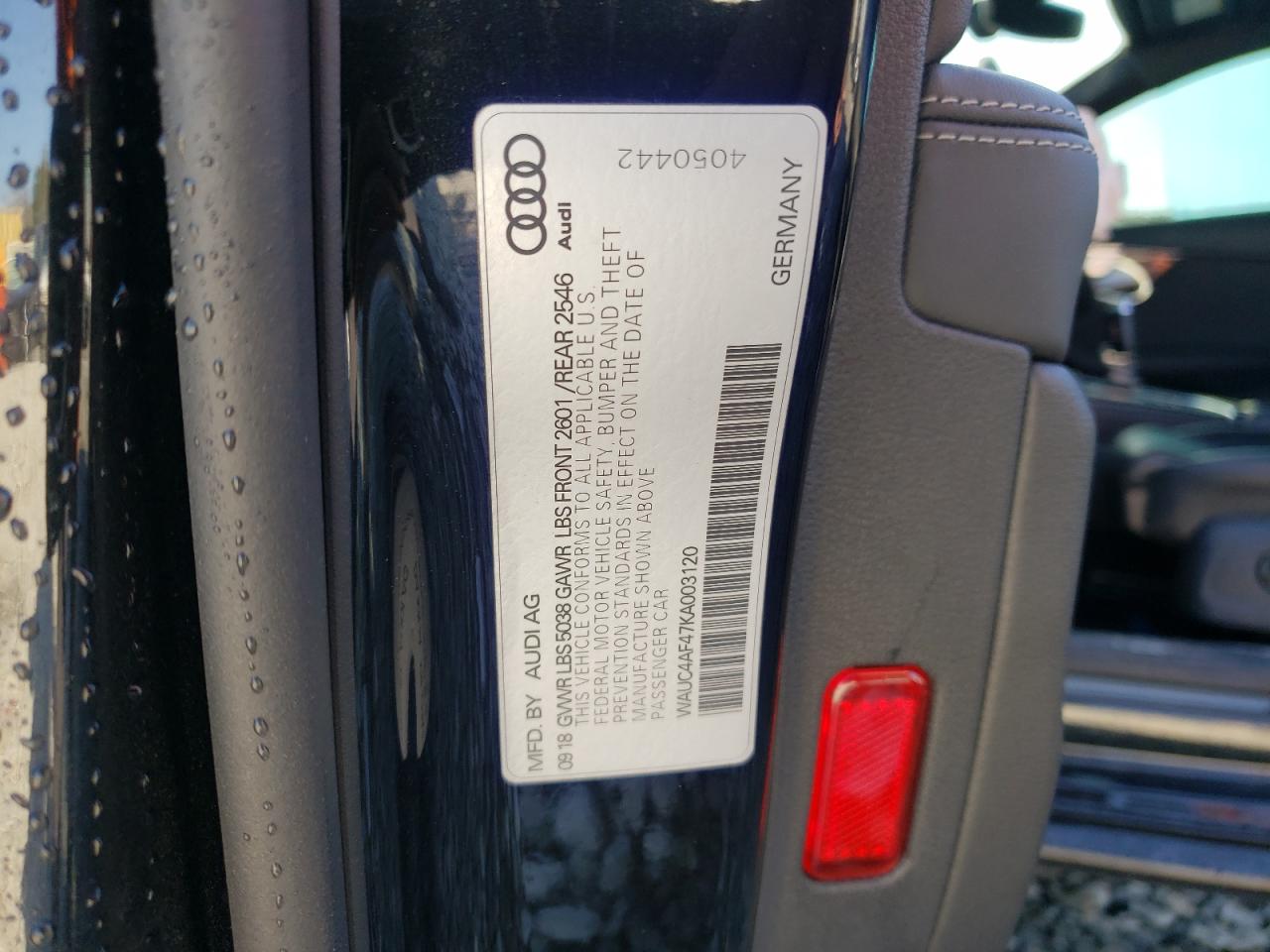 2019 Audi RS4 VIN WAUC4AF47KA003120 Copart auction photo, front end damage thumbnail 13