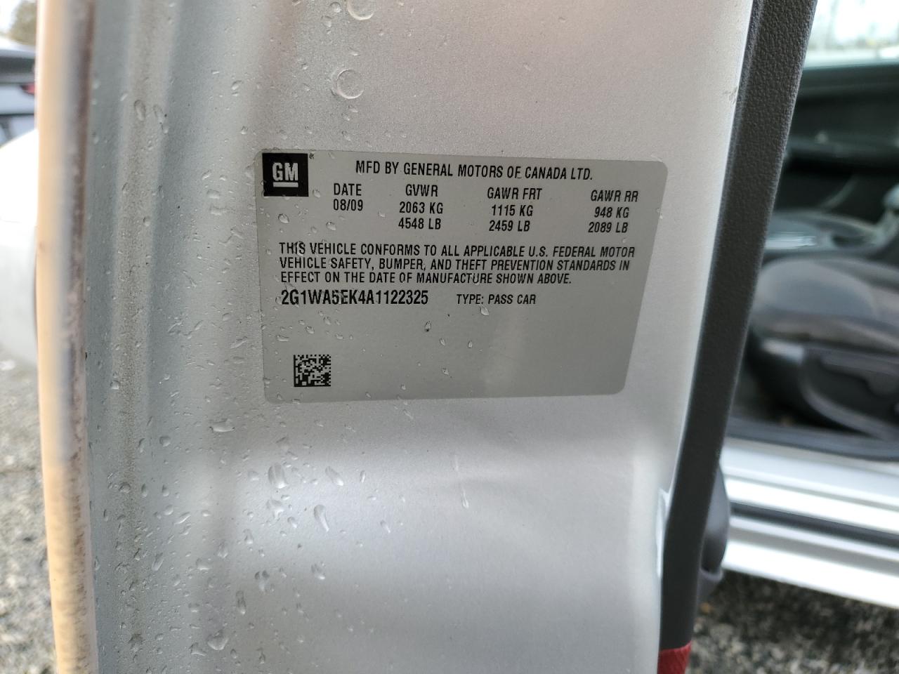 2010 Chevrolet Impala VIN 2G1WA5EK4A1122325 Copart auction photo, rear end damage thumbnail 12