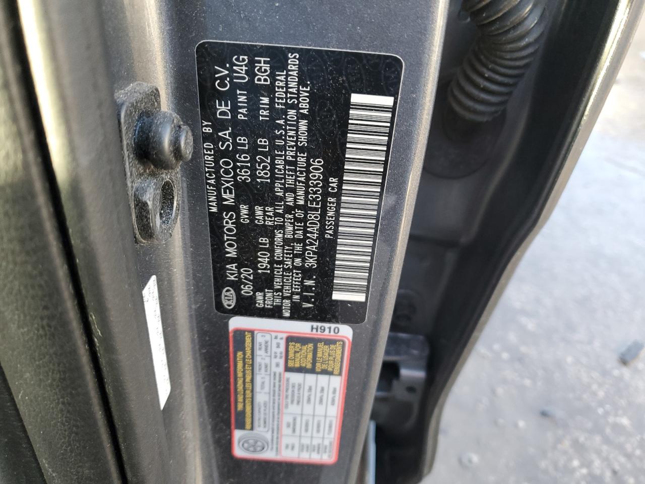 2020 KIA Rio VIN 3KPA24AD8LE333906 Copart auction photo, undercarriage / front end damage thumbnail 12