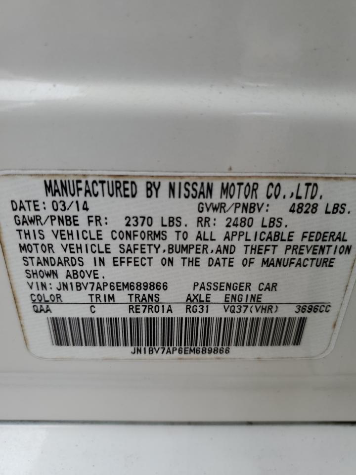 2014 Infiniti Q50 VIN JN1BV7AP6EM689866 Copart auction photo, rear end damage thumbnail 14