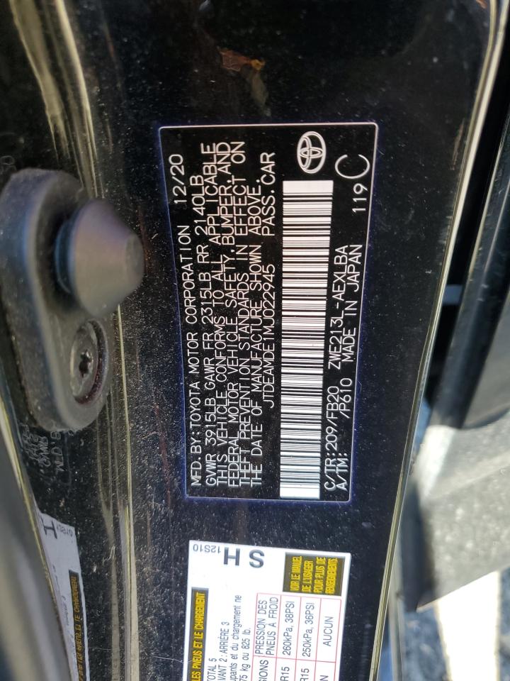 2021 Toyota Corolla VIN JTDEAMDE1MJ022945 Copart auction photo, front end / rear end damage thumbnail 13