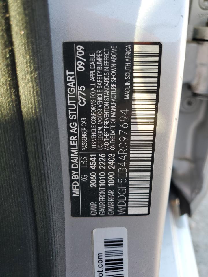 2010 Mercedes-Benz C-klasse VIN WDDGF5EB4AR097694 Copart auction photo, side damage thumbnail 12
