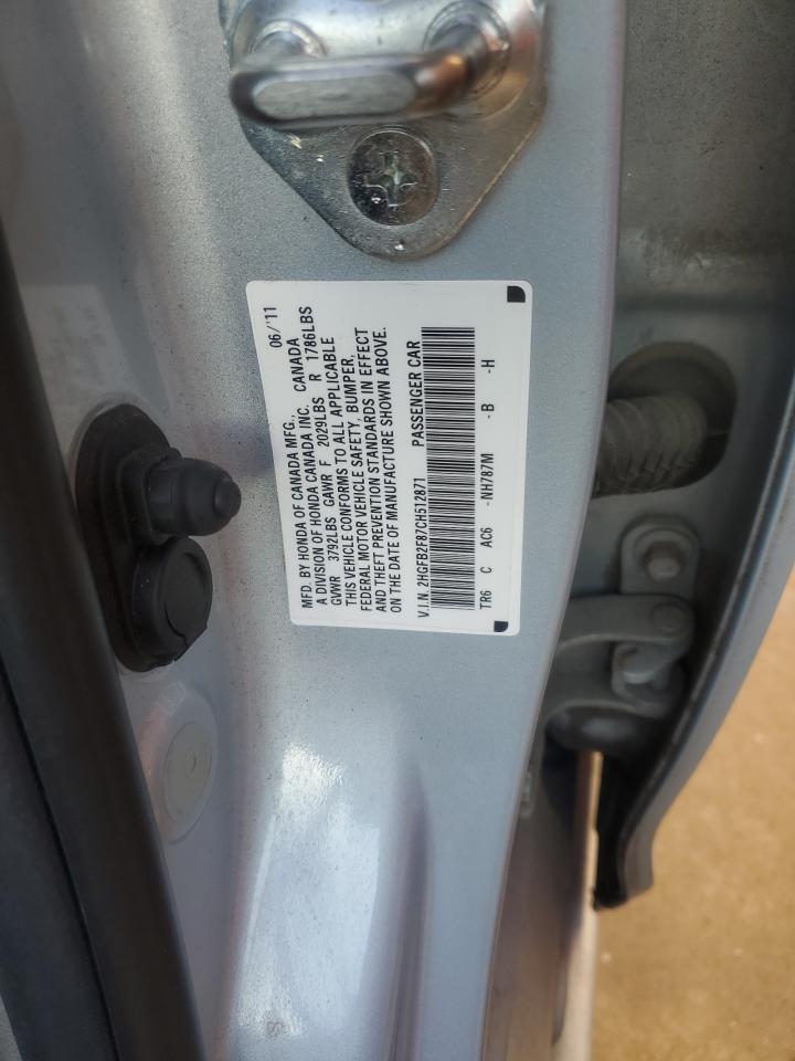2012 Honda Civic VIN 2HGFB2F87CH512871 Copart auction photo, front end damage thumbnail 13
