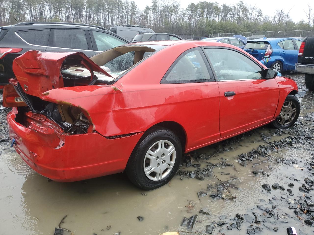 2001 Honda Civic VIN 1HGEM22571L109927 Copart auction photo, rear end / front end damage thumbnail 3