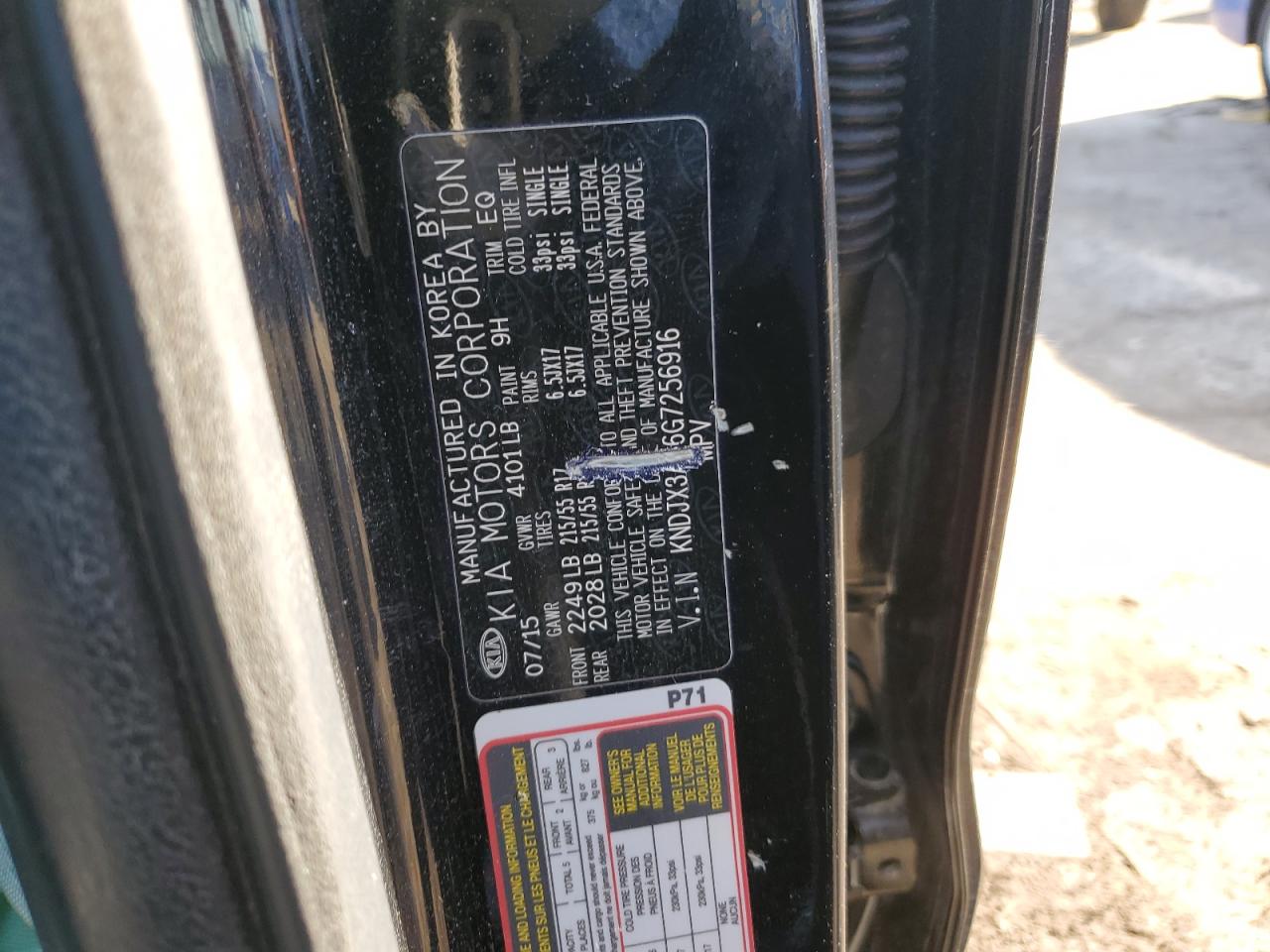 2016 KIA Soul VIN KNDJX3A56G7256916 Copart auction photo, front end damage thumbnail 12
