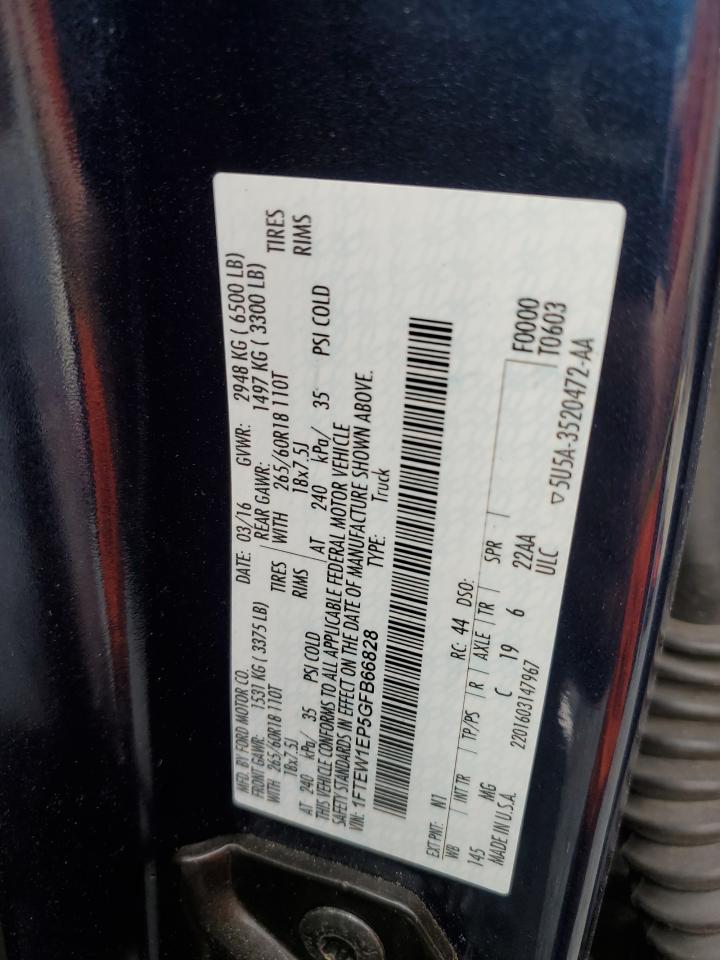 2016 Ford F-150 VIN 1FTEW1EP5GFB66828 Copart auction photo, all over damage thumbnail 15