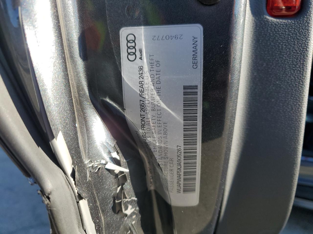 2018 Audi RS5 VIN WUAPWAF5XJA905267 Copart auction photo, side / rear end damage thumbnail 12