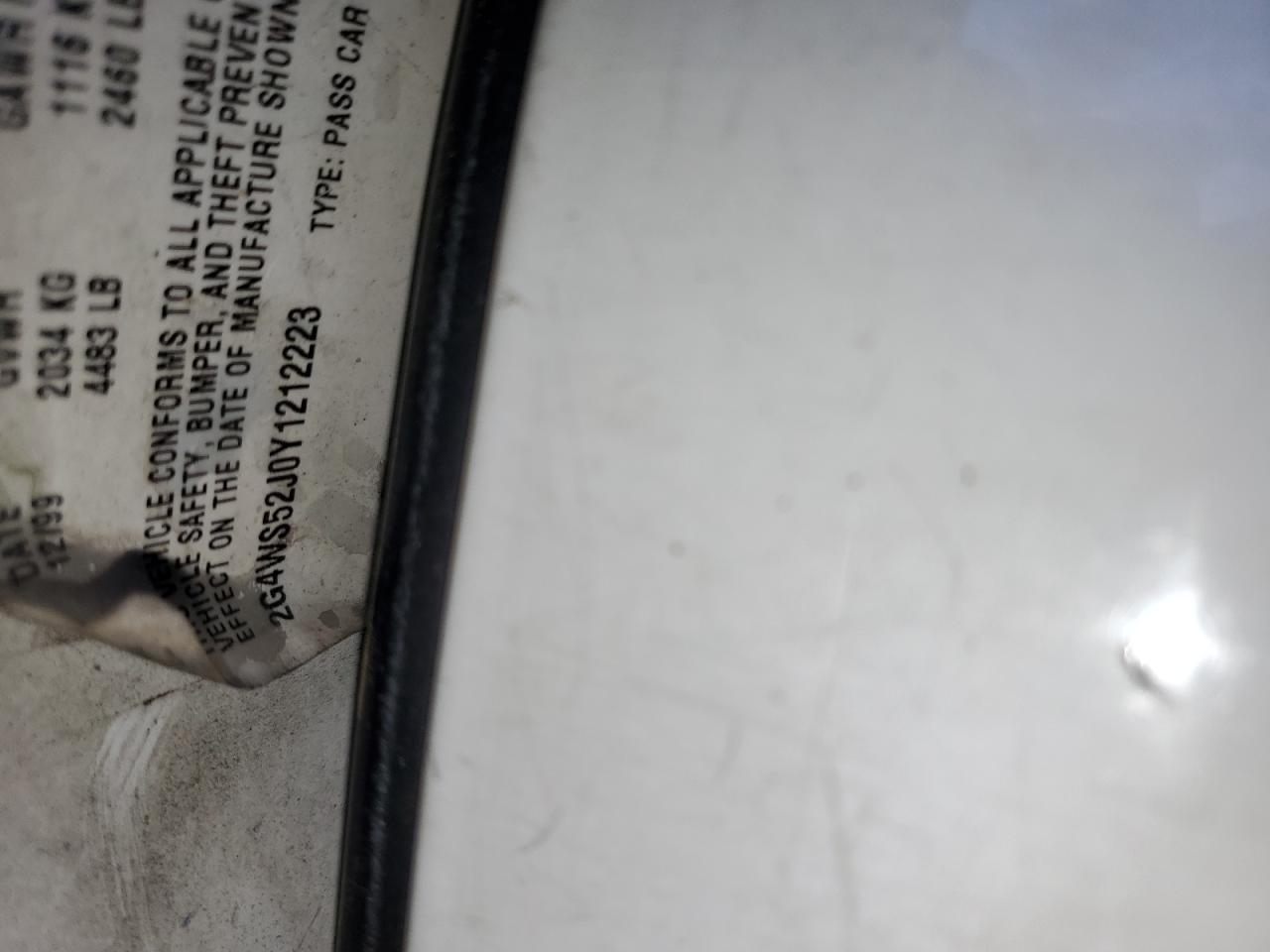 2000 Buick Century VIN 2G4WS52J0Y1212223 Copart auction photo, all over damage thumbnail 13