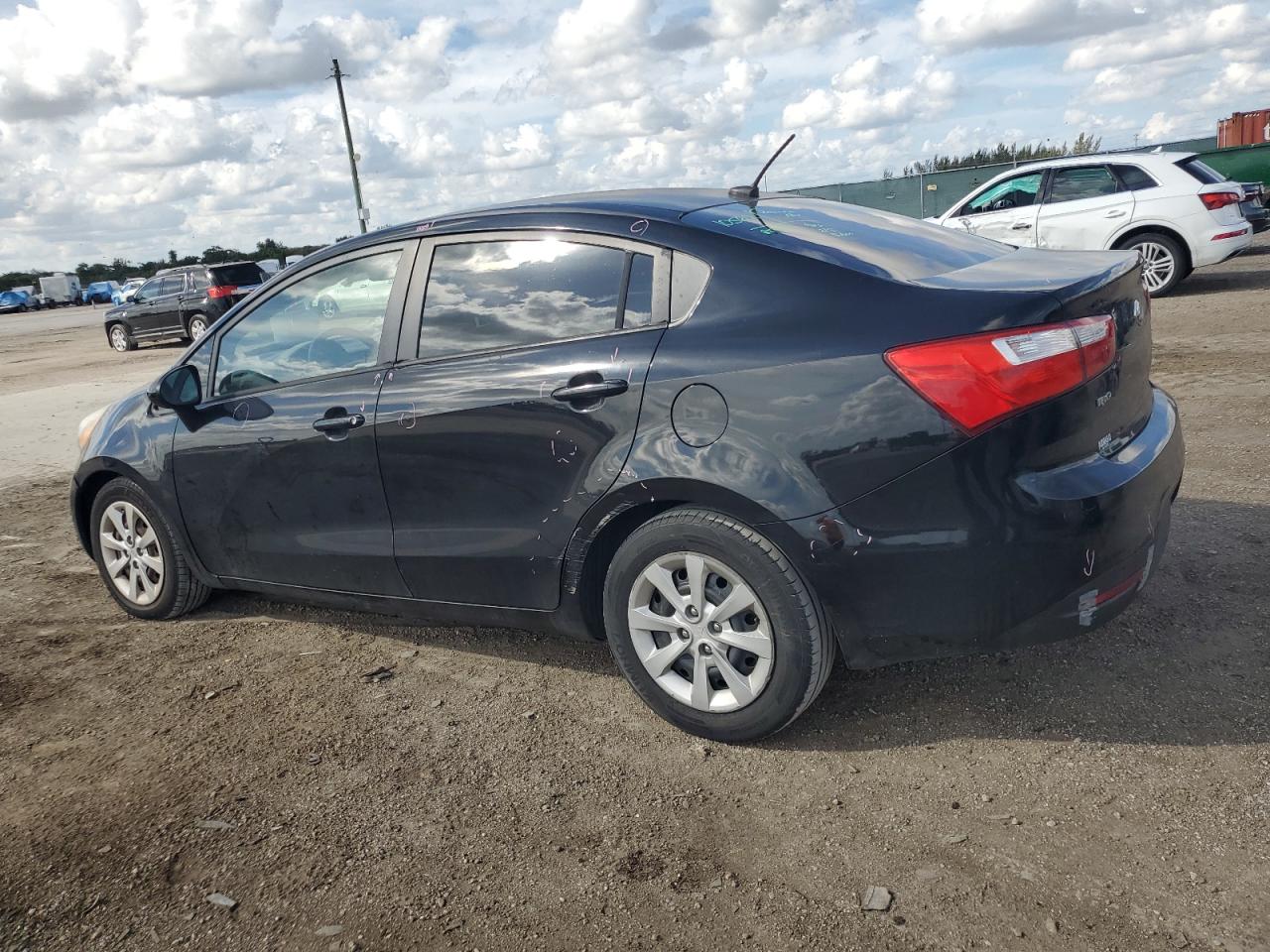 2015 KIA Rio VIN KNADM4A35F6520848 Copart auction photo, side / front end damage thumbnail 2