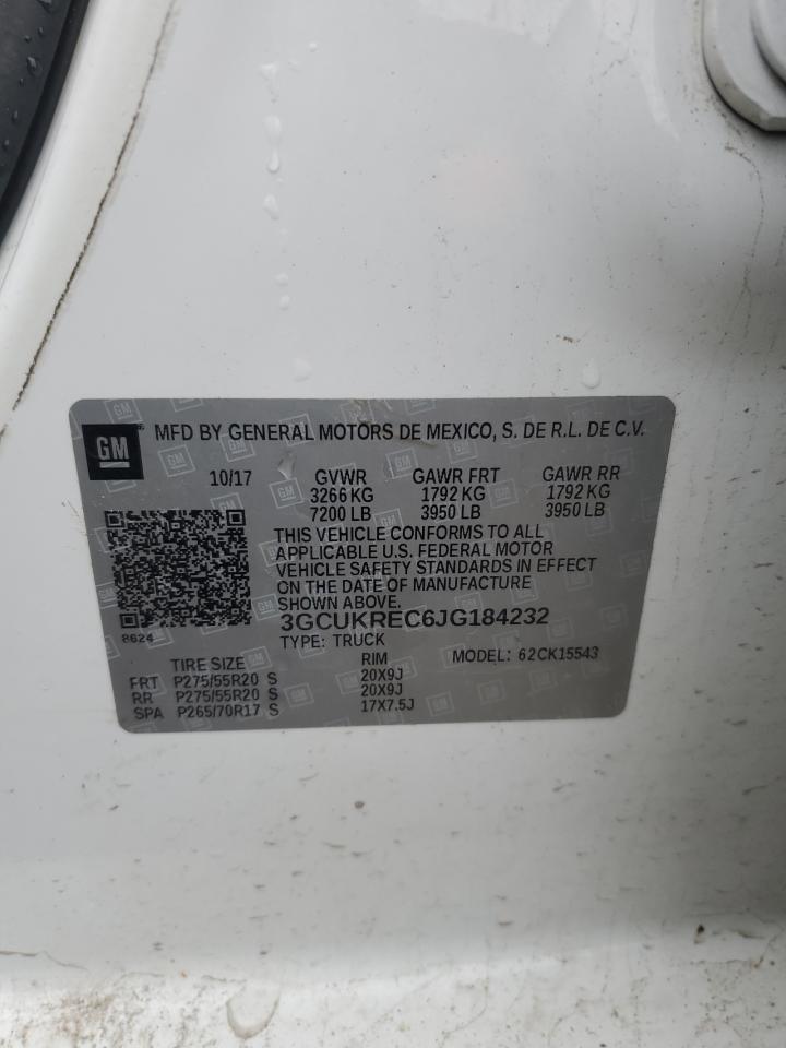 2018 Chevrolet Silverado VIN 3GCUKREC6JG184232 Copart auction photo, rollover damage thumbnail 14