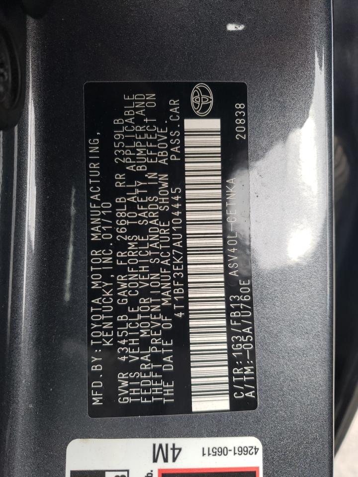 2010 Toyota Camry VIN 4T1BF3EK7AU104445 Copart auction photo, front end damage thumbnail 12