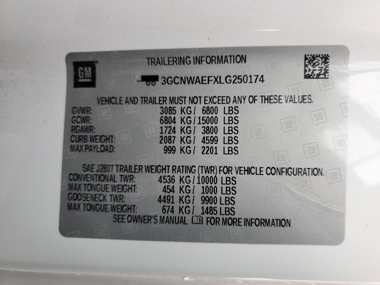 2020 Chevrolet Silverado VIN 3GCNWAEFXLG250174 Copart auction photo, front end / rear end damage thumbnail 14
