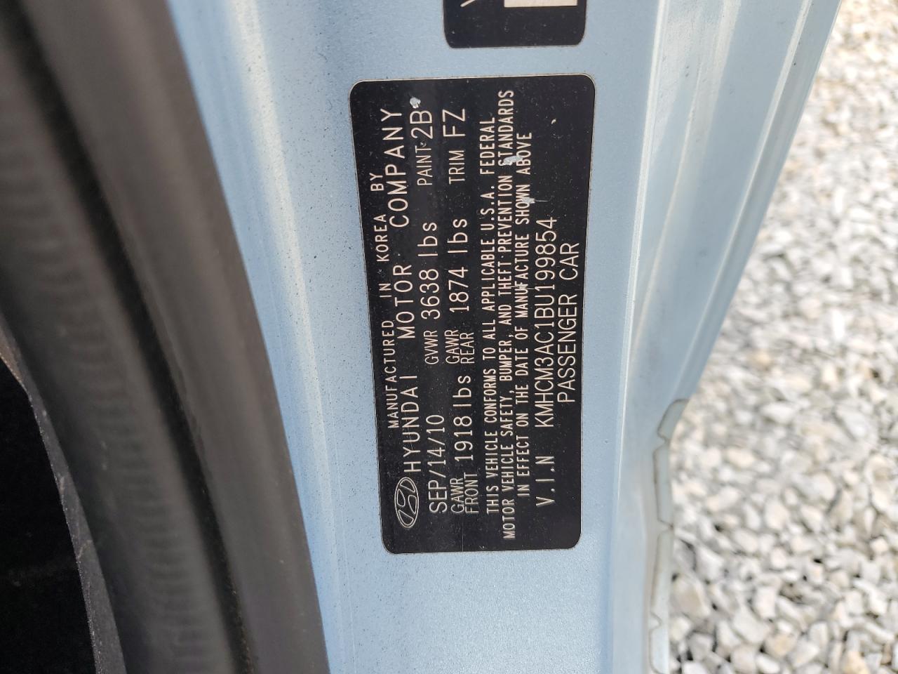 2011 Hyundai Accent VIN KMHCM3AC1BU199854 Copart auction photo, rear end damage thumbnail 12