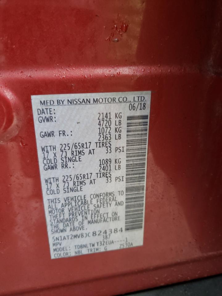 2018 Nissan Rogue VIN 5N1AT2MV8JC824384 Copart auction photo, front end / side damage thumbnail 16