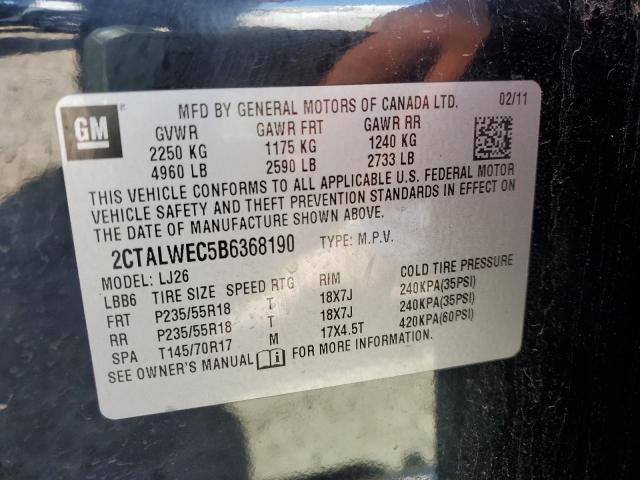 2011 GMC Terrain VIN 2CTALWEC5B6368190 Copart auction photo, rear end damage thumbnail 12