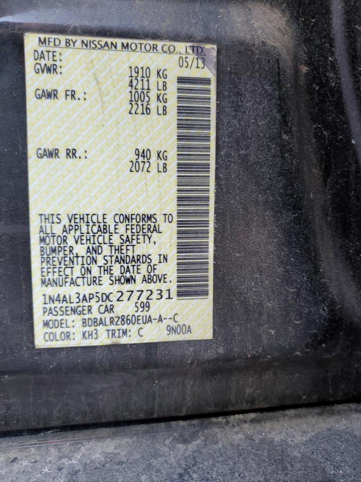 2013 Nissan Altima VIN 1N4AL3AP5DC277231 Copart auction photo, side damage thumbnail 14
