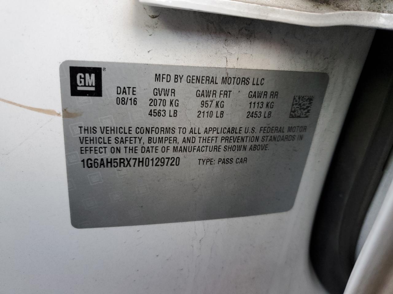 2017 Cadillac ATS VIN 1G6AH5RX7H0129720 Copart auction photo, rear end damage thumbnail 13