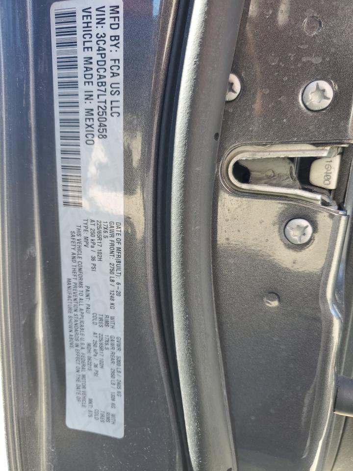 2020 Dodge Journey VIN 3C4PDCAB7LT250458 Copart auction photo, front end / side damage thumbnail 14