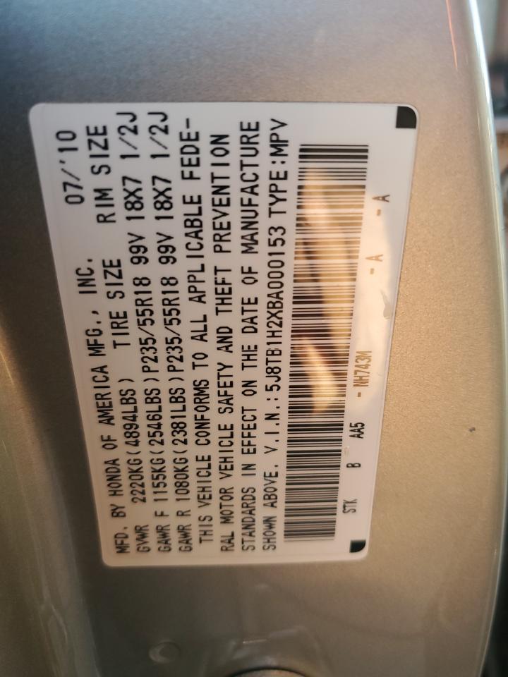 2011 Acura RDX VIN 5J8TB1H2XBA000153 Copart auction photo, front end / mechanical damage thumbnail 13