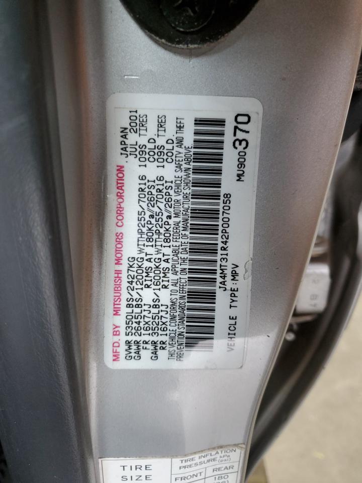 2002 Mitsubishi Montero VIN JA4MT31R42P007058 Copart auction photo, mechanical damage thumbnail 15