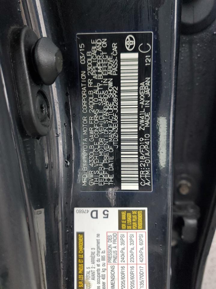 2015 Toyota Prius VIN JTDZN3EU6FJ028992 Copart auction photo, all over damage thumbnail 13