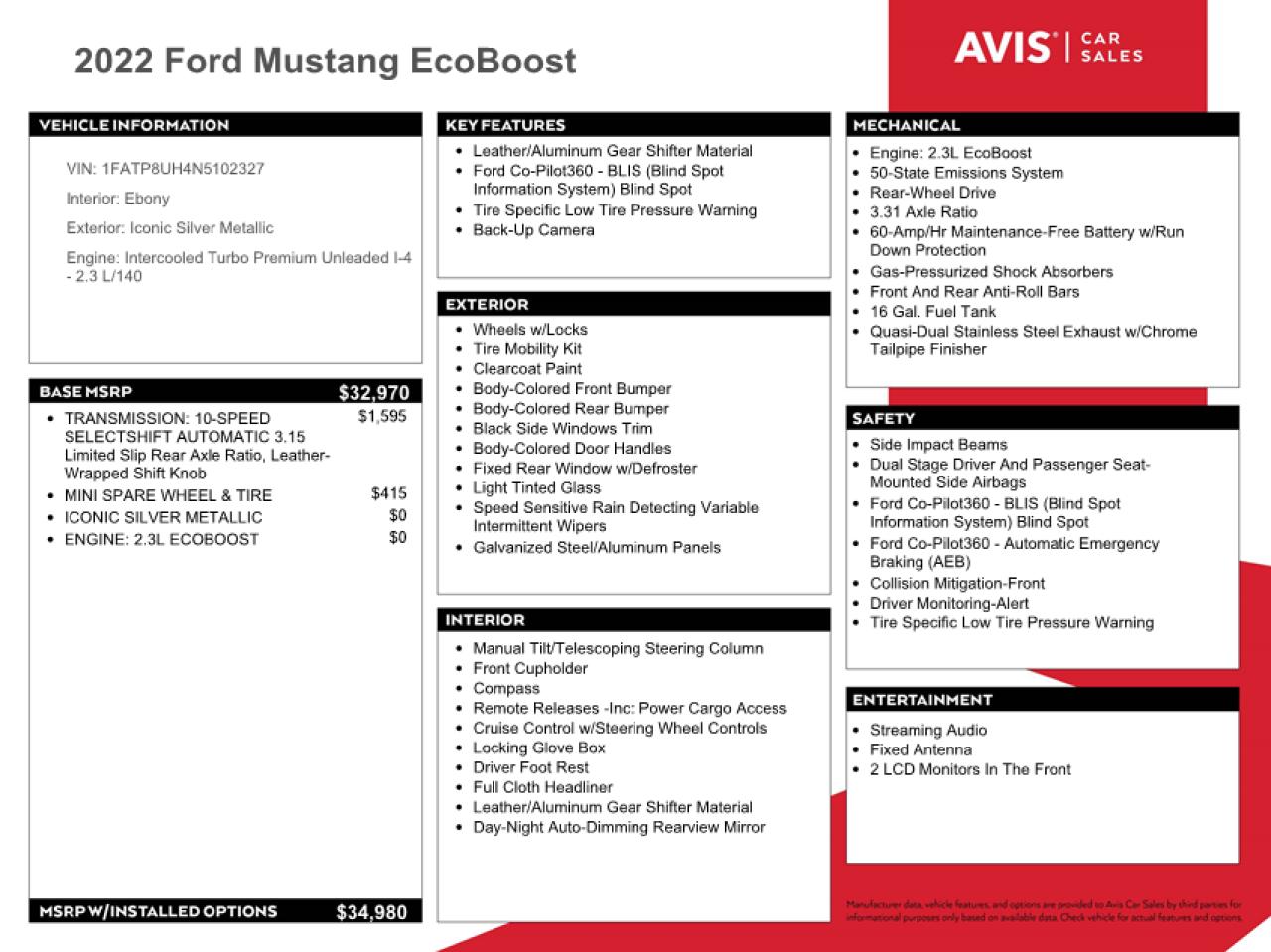 2022 Ford Mustang VIN 1FATP8UH4N5102327 Copart auction photo, front end / rear end damage thumbnail 12