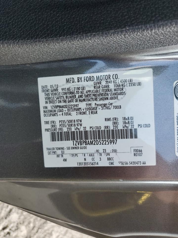 2013 Ford Mustang VIN 1ZVBP8AM2D5225997 Copart auction photo, all over damage thumbnail 14