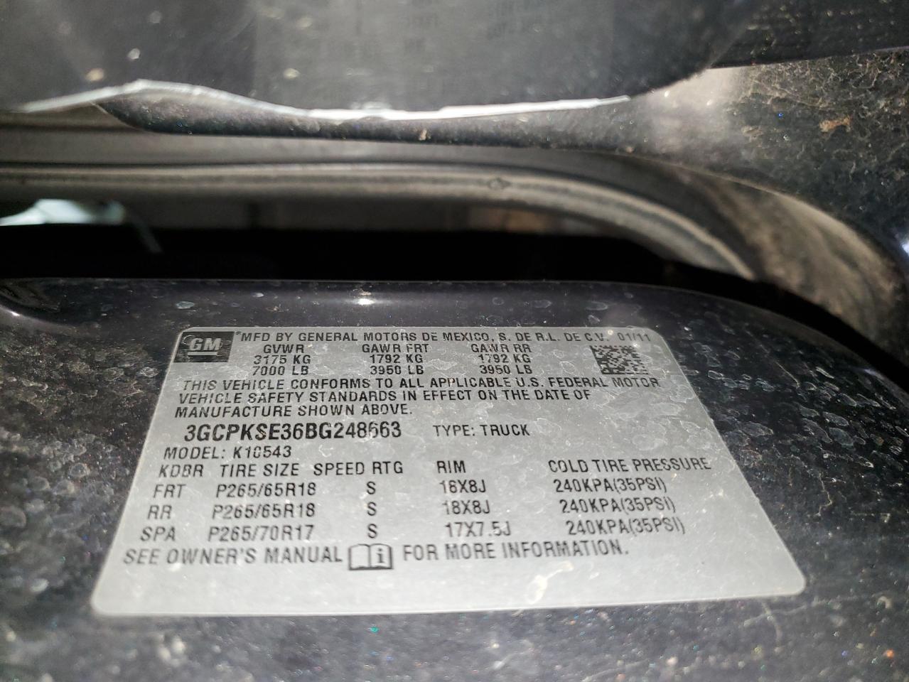 2011 Chevrolet Silverado VIN 3GCPKSE36BG248663 Copart auction photo, all over damage thumbnail 12