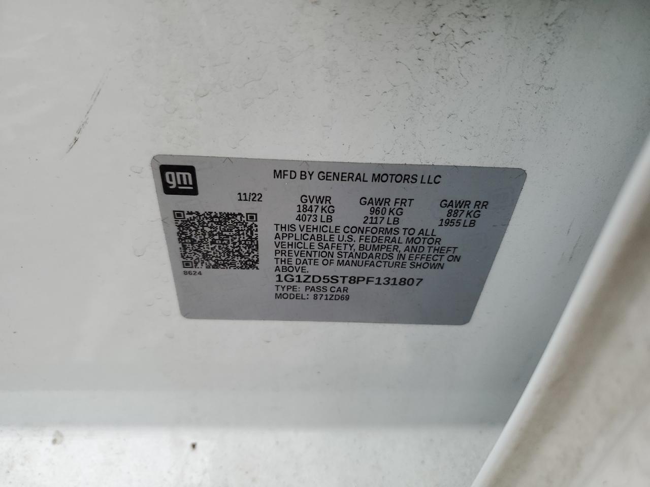 2023 Chevrolet Malibu VIN 1G1ZD5ST8PF131807 Copart auction photo, front end damage thumbnail 12