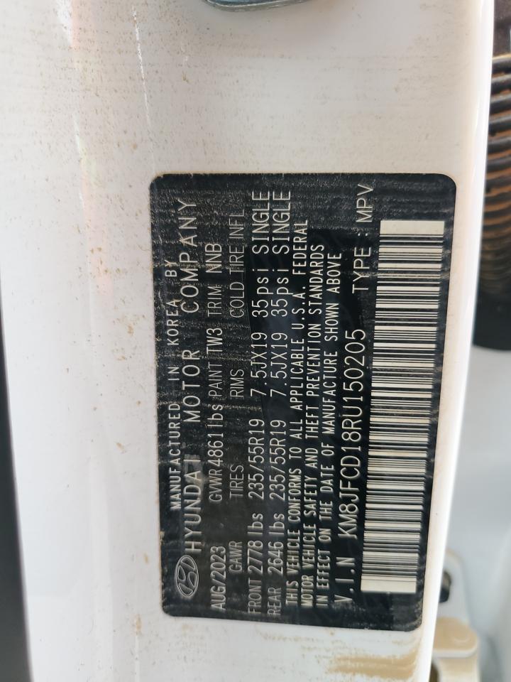 2024 Hyundai Tucson VIN KM8JFCD18RU150205 Copart auction photo, water/flood damage thumbnail 13