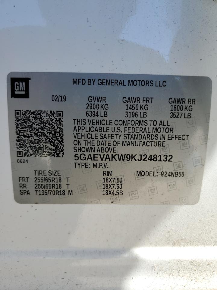 2019 Buick Enclave VIN 5GAEVAKW9KJ248132 Copart auction photo, front end damage thumbnail 13