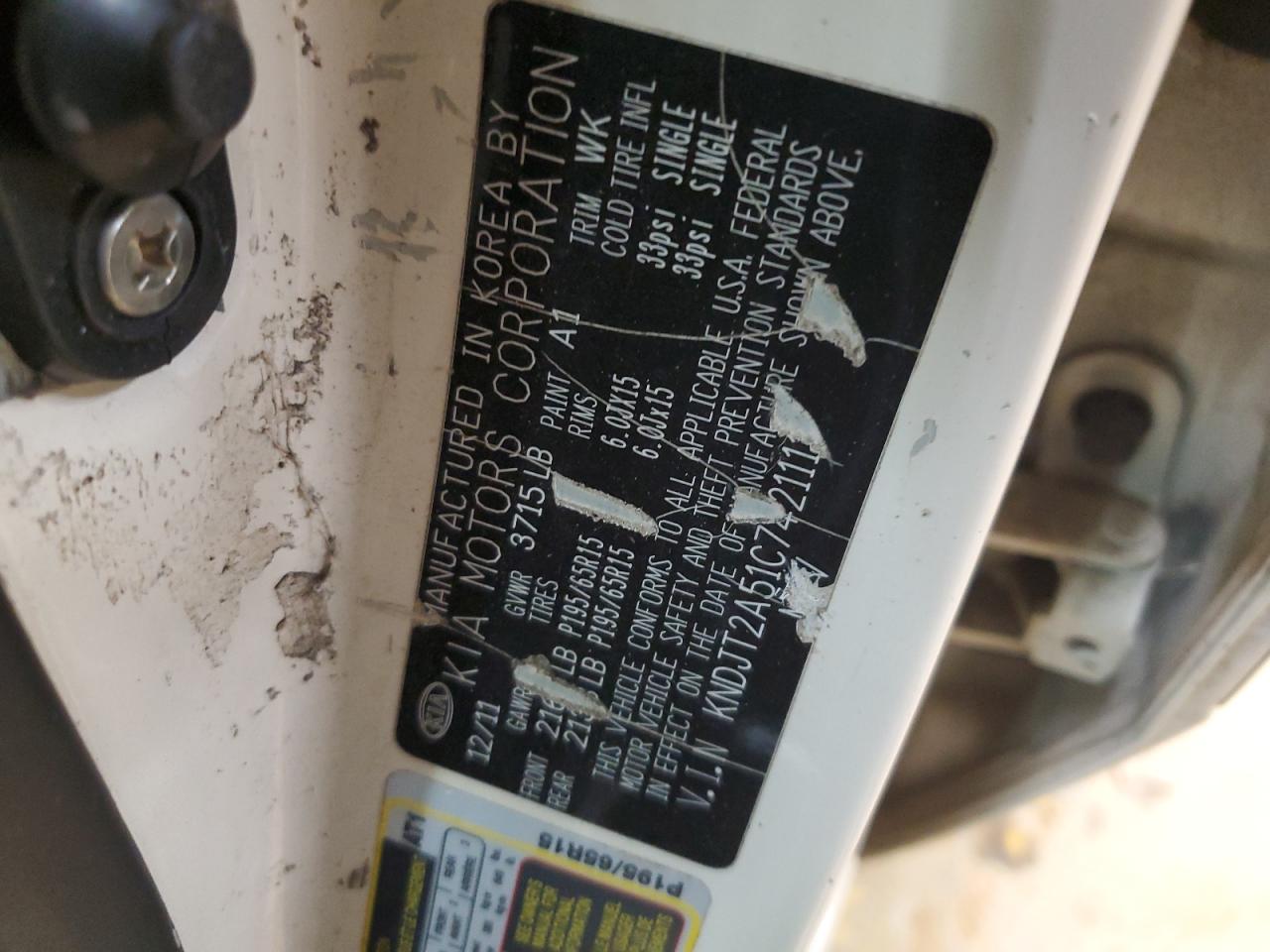 2012 KIA Soul VIN KNDJT2A51C7421111 Copart auction photo, all over damage thumbnail 13